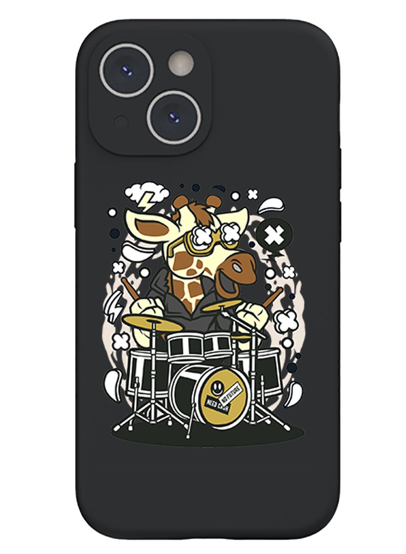 Theodor Protective Slim Fit Case Liquid Silicone Cover with Full Body Protection Anti-Scratch Shockproof Case For iPhone 15 Plus Black - Cow drumming - Image 1