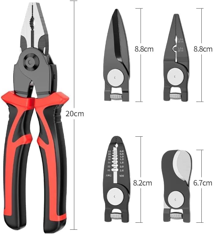 Bhavyam 5 in 1 multifunctional pliers tool kit with 5 interchangeable heads Wire Stripper, Wire Crimping Tool, Linesman Pliers, Cable Cutter, Electricians Scissor with Storage Case (5 in 1 Model) - Image 3