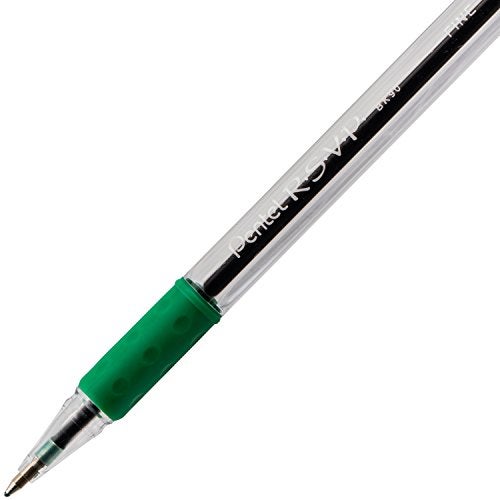 Pentel R.S.V.P. Ballpoint Pen, 0.7mm Fine Tip, Green Ink, Box of 12 (BK90-D) - Image 4