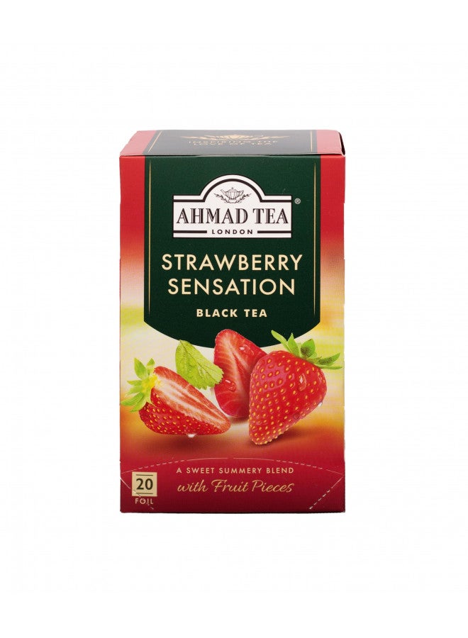 Ahmad Tea Strawberry Sensation Black Tea, 20-Count Boxes (Pack of 6) - Image 1