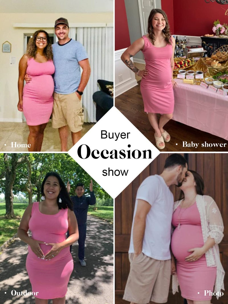 Liu & Qu Women's Maternity Sleeveless Tank Dresses Side Ruching Bodycon Dress for Daily Wearing or Baby Shower - Image 3
