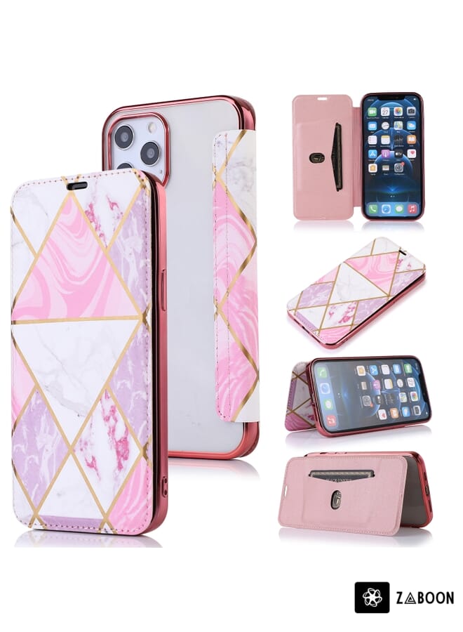 Zaboon Protective Case For iPhone 12 mini Bronzing Plating PU + TPU Horizontal Flip Leather Case with Holder & Card Slot - Image 1