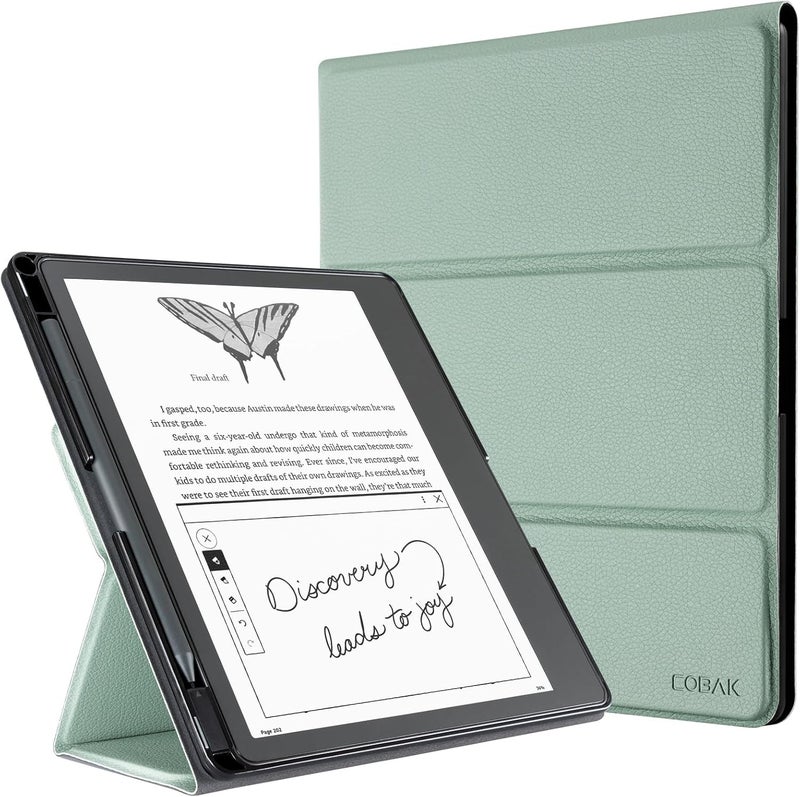 CoBak - Kindle Scribe Stand Case, Premium Folio Leather Case with Pen Holder, Auto Sleep/Wake Function and Stand, co - Image 1