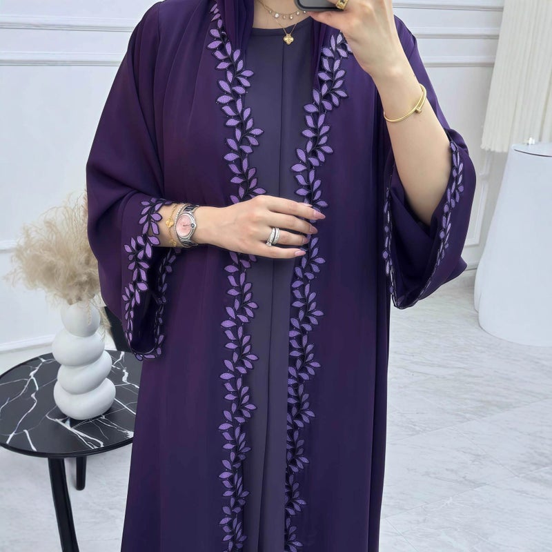 فستان طويل أنيق بتطريز الدانتيل - Image 3