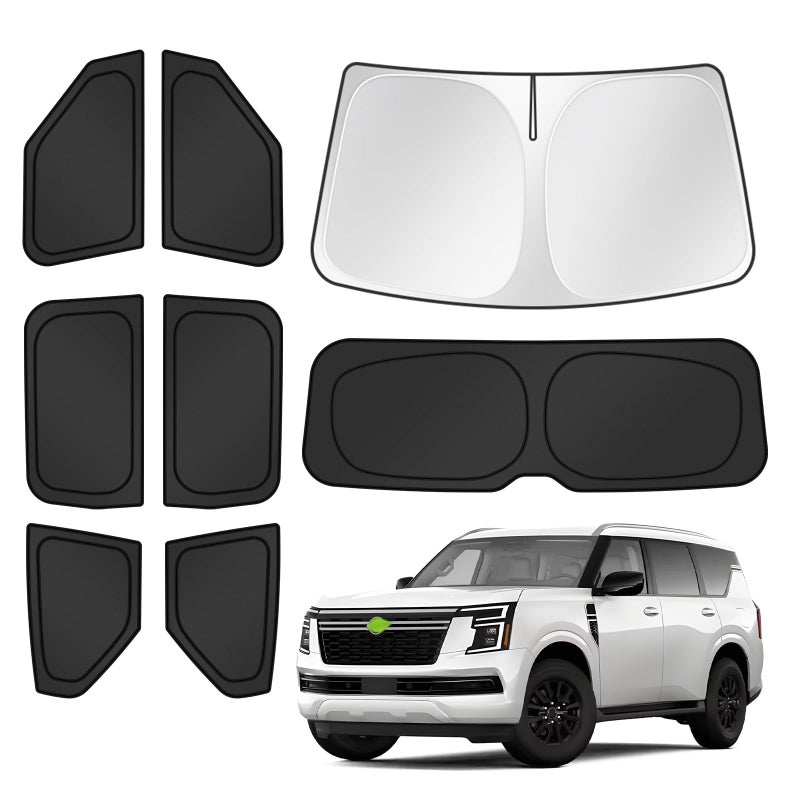 Canvcle Sunshades for 2025 2026 Nissan Armada Accessories Windshield Sun Shade Side Rear Window Shade Cover Sun Visor Shield Privacy Protection for Camping Keep Vehicle Cool Black 8PCS - Image 2
