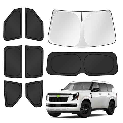 Canvcle Sunshades for 2025 2026 Nissan Armada Accessories Windshield Sun Shade Side Rear Window Shade Cover Sun Visor Shield Privacy Protection for Camping Keep Vehicle Cool Black 8PCS - Image 1