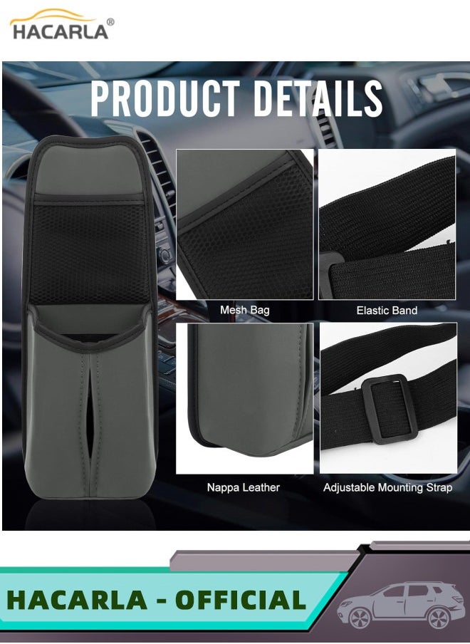 HACARLA 2 Pcs Car Seat Side Organizer Hanging Tissue Holder Box Dispenser Bag Storage Pocket And 4 Pcs Car Seat Headrest Hooks Back Seat Brackets For Purse Coats Umbrellas Grocery Handbag  - Image 3
