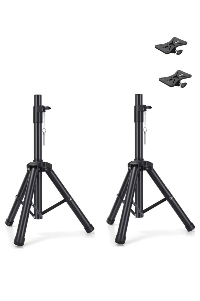 WALALLA Set of 2 Adjustable Height Heavy-Duty Speaker Stand with Adapter Brackets, Durable Metal Tripod Base - Image 1