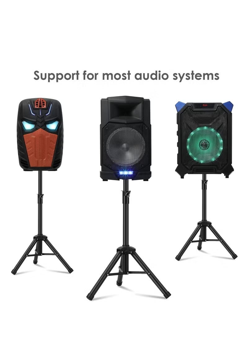 WALALLA Set of 2 Adjustable Height Heavy-Duty Speaker Stand with Adapter Brackets, Durable Metal Tripod Base - Image 5