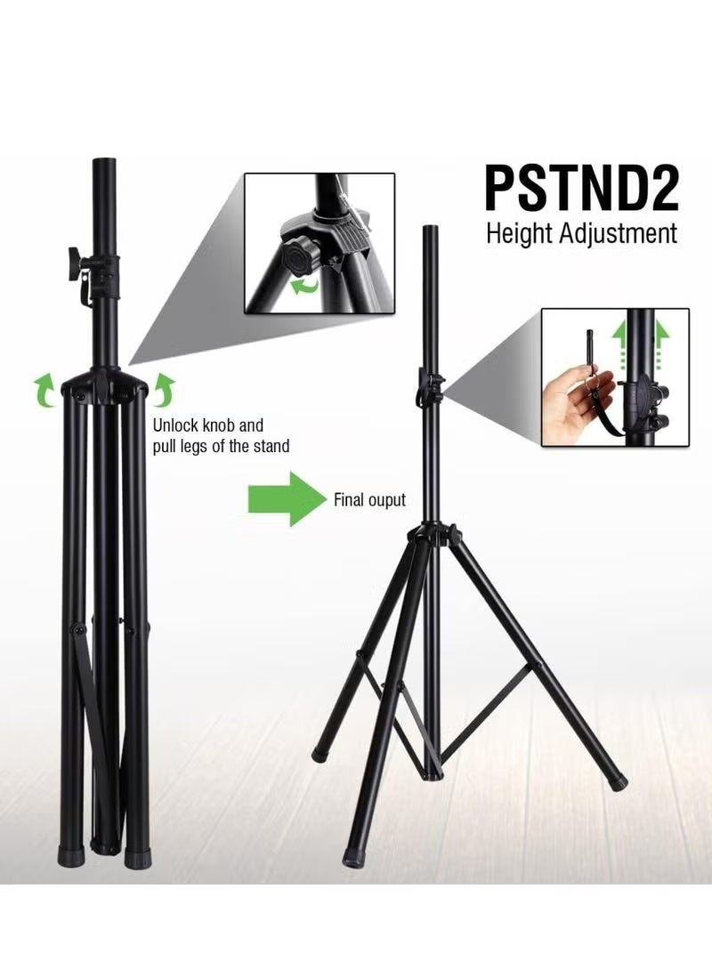 WALALLA Set of 2 Adjustable Height Heavy-Duty Speaker Stand with Adapter Brackets, Durable Metal Tripod Base - Image 3