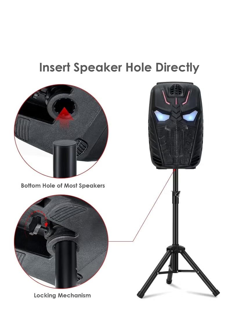 WALALLA Set of 2 Adjustable Height Heavy-Duty Speaker Stand with Adapter Brackets, Durable Metal Tripod Base - Image 4