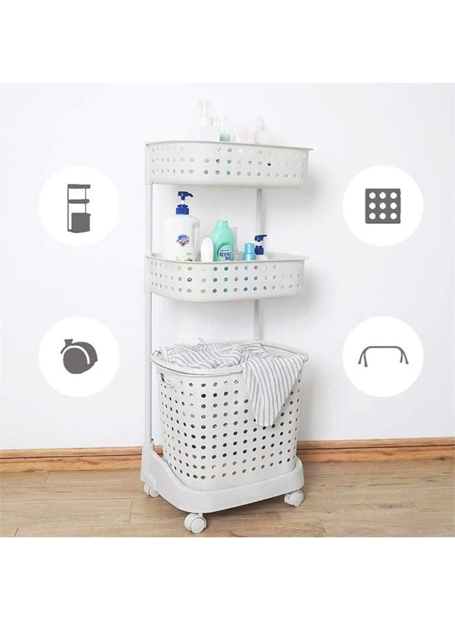 BLOOMING TIME 3-Tier Laundry Basket with Wheel Rolling Laundry Sorter Hamper for Kitchen Bedroom Bathroom - Image 4