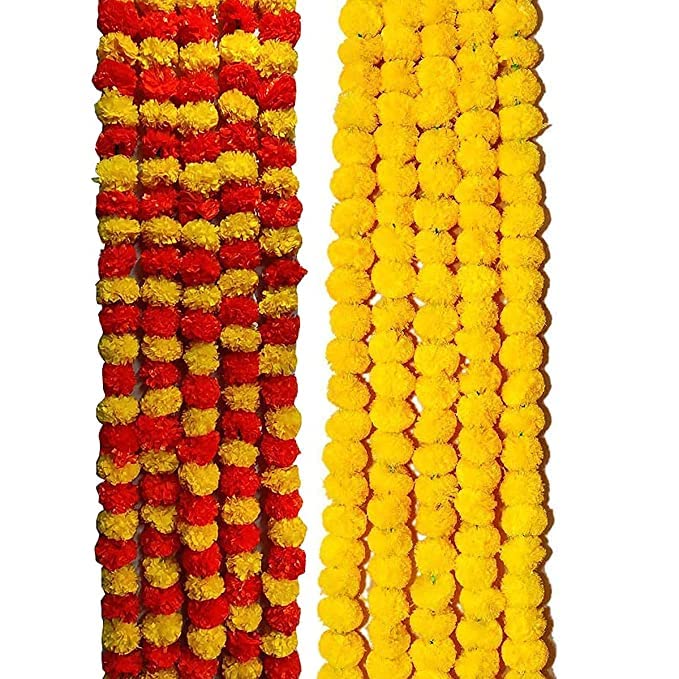 Generic Swandeals Artificial Marigold Wall Hanging, Special Occasion Decoration, Home Decor Party | Office | Festival Theme Decorative | Length 4.5-5 Feet Pack of 10 Pcs 