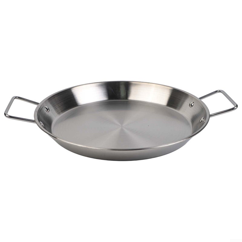 Mirror Polished Stainless Steel Paella Pot Flat Bottom Double Handle 30CM Oven Induction - Image 3