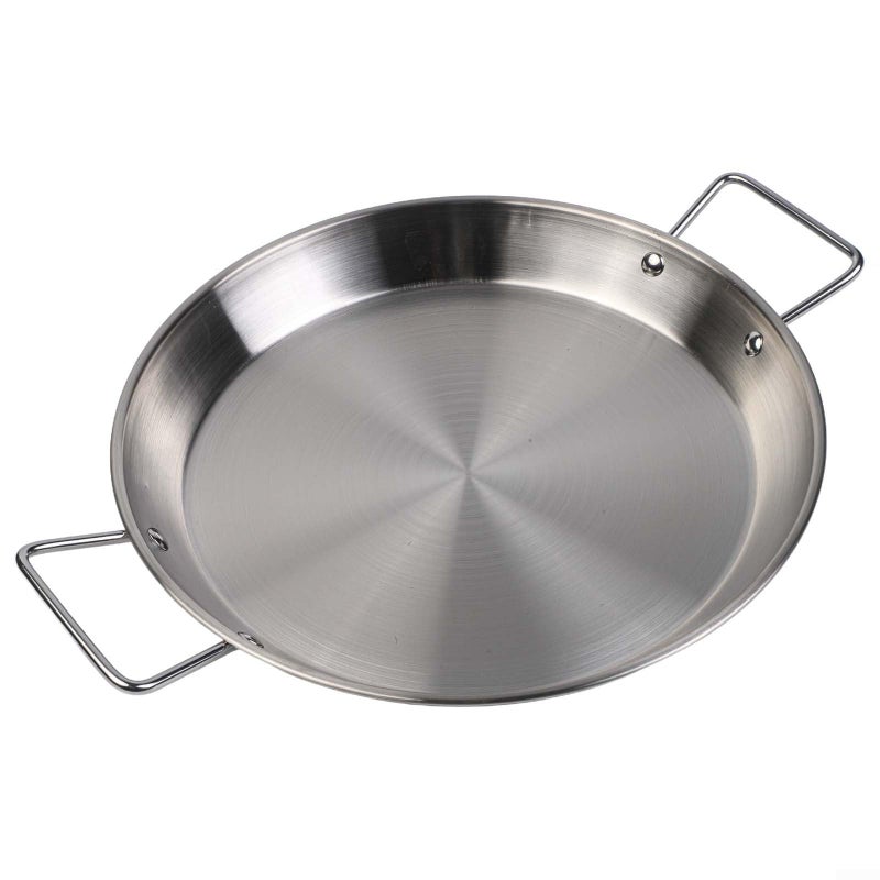 Mirror Polished Stainless Steel Paella Pot Flat Bottom Double Handle 30CM Oven Induction - Image 5