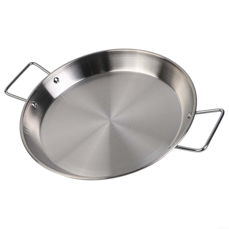 Mirror Polished Stainless Steel Paella Pot Flat Bottom Double Handle 30CM Oven Induction - Image 4