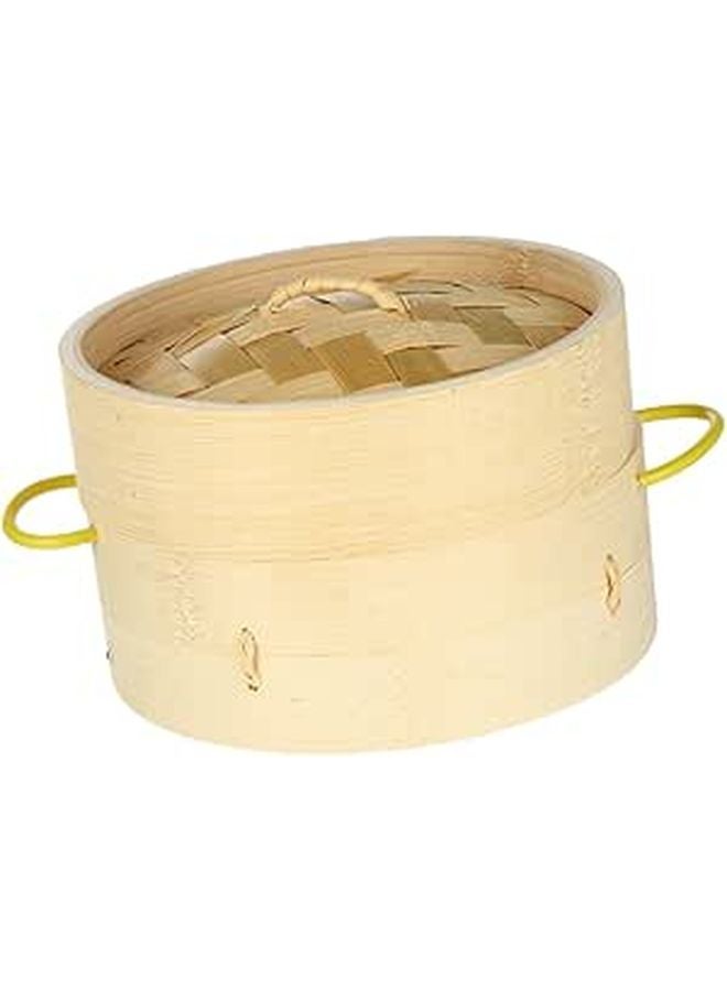 Reusable Bamboo Steamer Basket With Lid 21cm For Dumplings Buns Multi Functional Kitchen Set 2 Pcs - Image 1