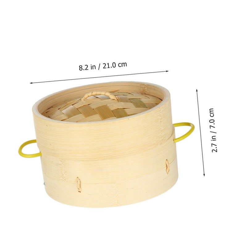 Reusable Bamboo Steamer Basket With Lid 21cm For Dumplings Buns Multi Functional Kitchen Set 2 Pcs - Image 3