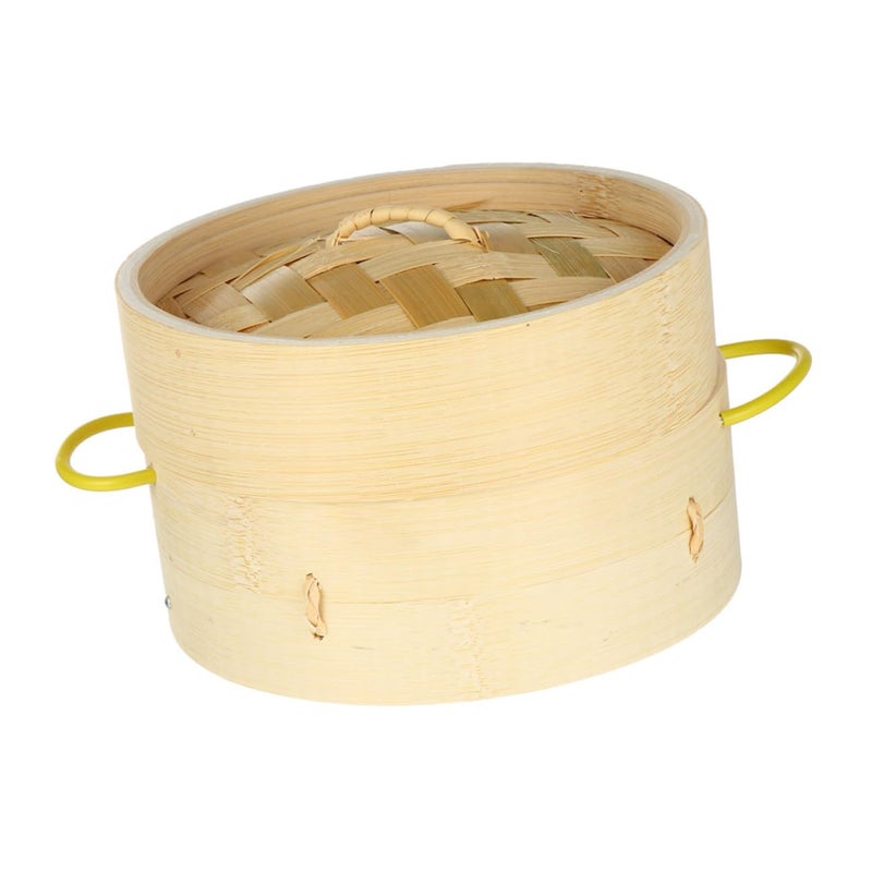 Reusable Bamboo Steamer Basket With Lid 21cm For Dumplings Buns Multi Functional Kitchen Set 2 Pcs - Image 2