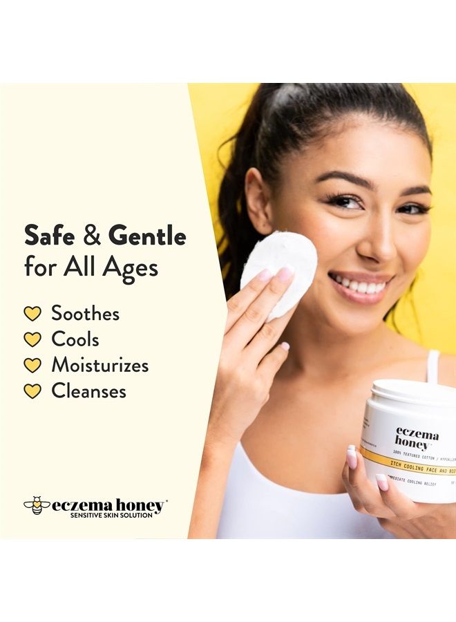 ECZEMA HONEY Itch Cooling Face & Body Rounds - Anti Itch Cotton Face Pads - Moisturizer for Eczema, Dry & Sensitive Skin (50 Cotton Rounds) - Image 3