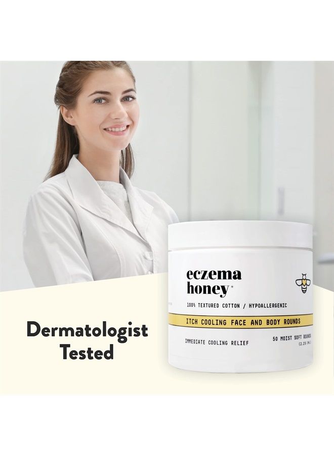 ECZEMA HONEY Itch Cooling Face & Body Rounds - Anti Itch Cotton Face Pads - Moisturizer for Eczema, Dry & Sensitive Skin (50 Cotton Rounds) - Image 4