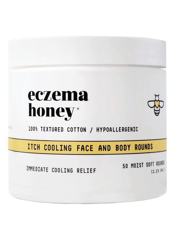ECZEMA HONEY Itch Cooling Face & Body Rounds - Anti Itch Cotton Face Pads - Moisturizer for Eczema, Dry & Sensitive Skin (50 Cotton Rounds) - Image 1