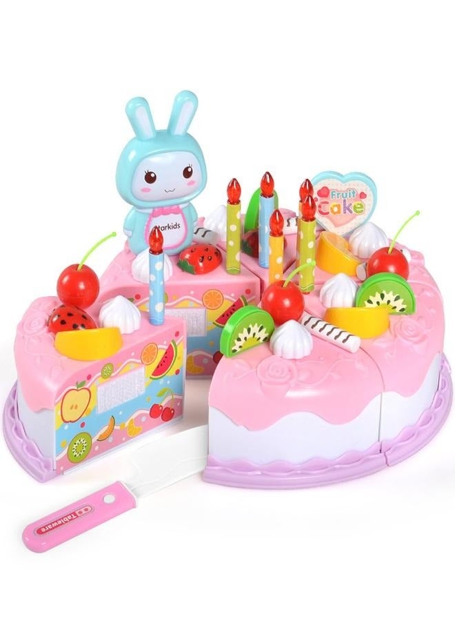 Birthday Cake Cutting Kitchen Pretend Play Toys， Toy Set DIY Cutting Pretend Play Birthday Party Cake with Candles for Children Kids Classic Toy 37pcs - Image 1