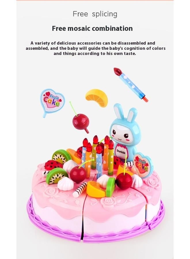Birthday Cake Cutting Kitchen Pretend Play Toys， Toy Set DIY Cutting Pretend Play Birthday Party Cake with Candles for Children Kids Classic Toy 37pcs - Image 5