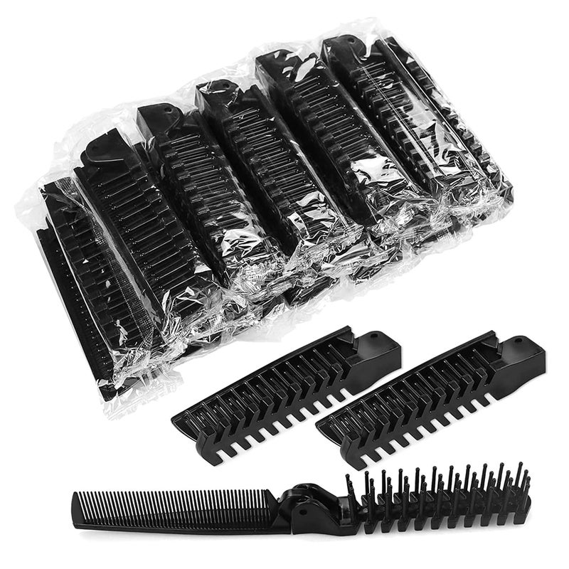 HQSLsund Foldable Combs in Bulk Individually Wrapped, Travel Pocket Hair Comb, Folding Hair Brush Double Headed, Brush Comb Styling Tool for Men Women Combs, Black (One Size, 50, Count) - Image 1