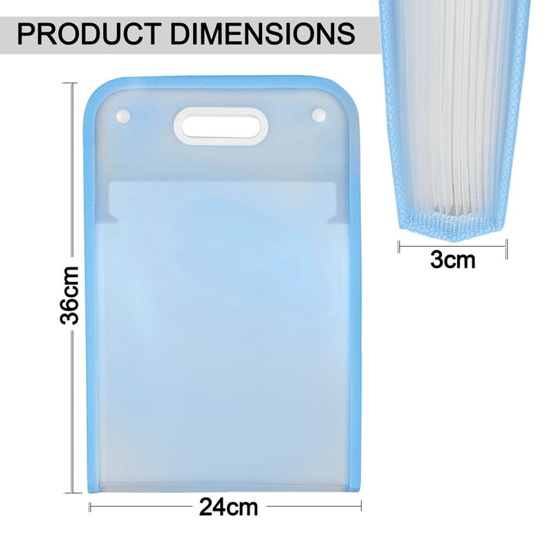 FEXONXA حافظة ملفات عمودية قابلة للتوسيع بـ 13 جيب – منظم مستندات بحجم A4 – حافظة ملفات أكورديون متينة – تخزين محمول للمكتب والمنزل والمدرسة – زرقاء - Image 3