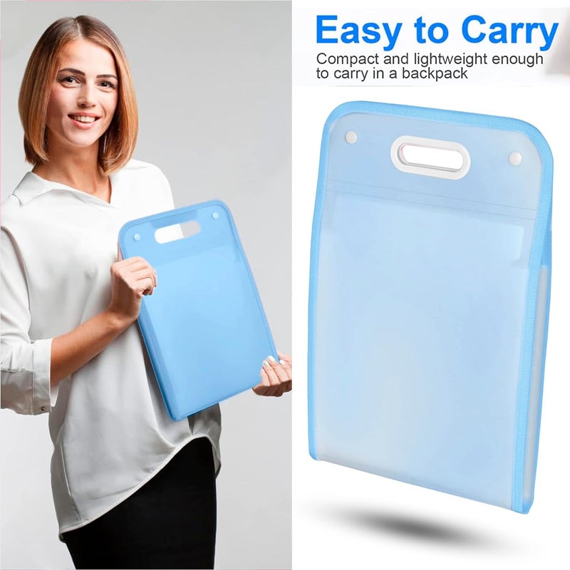 FEXONXA حافظة ملفات عمودية قابلة للتوسيع بـ 13 جيب – منظم مستندات بحجم A4 – حافظة ملفات أكورديون متينة – تخزين محمول للمكتب والمنزل والمدرسة – زرقاء - Image 2