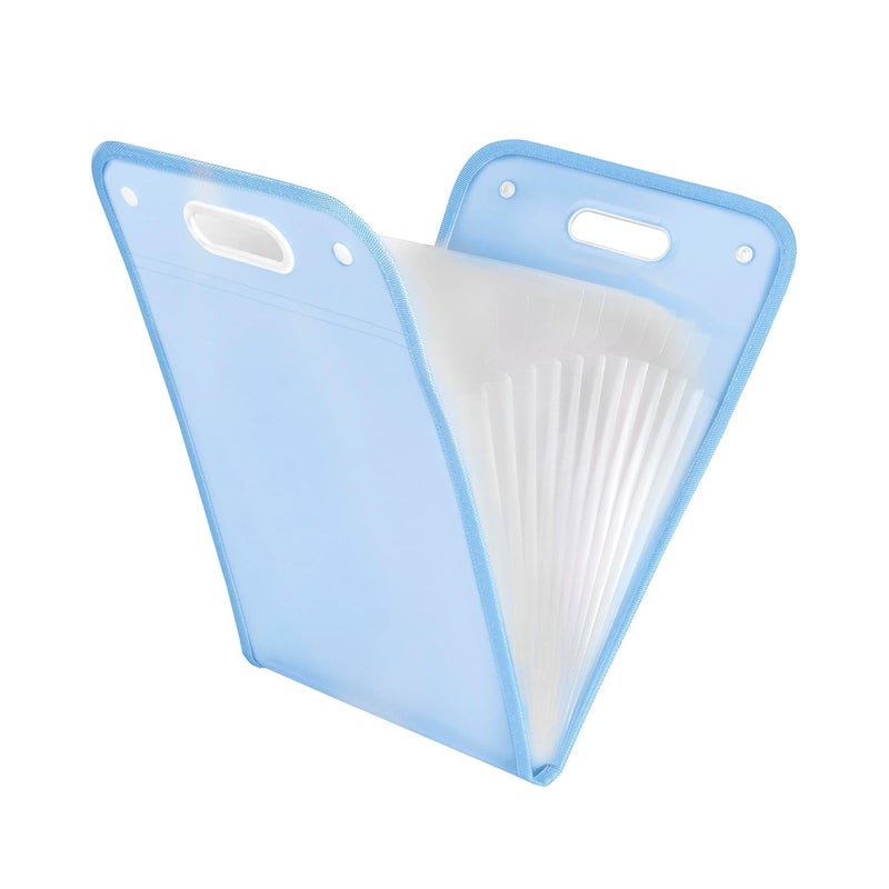 FEXONXA حافظة ملفات عمودية قابلة للتوسيع بـ 13 جيب – منظم مستندات بحجم A4 – حافظة ملفات أكورديون متينة – تخزين محمول للمكتب والمنزل والمدرسة – زرقاء - Image 1