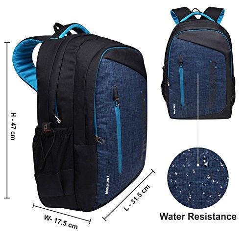 Murano Matrix 26 LTR Laptop Backpack for 15.6 inch Laptop and Polyester Water Resistance Backpack for Men and Women- Navy Blue - Image 3
