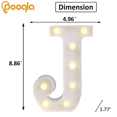 Pooqla LED Marquee Letter Lights Sign, Light Up Alphabet Letter for Home Party Wedding Decoration J - Image 3