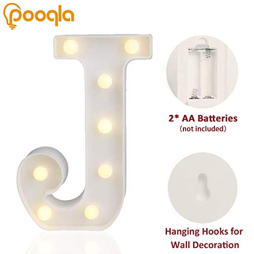 Pooqla LED Marquee Letter Lights Sign, Light Up Alphabet Letter for Home Party Wedding Decoration J - Image 2