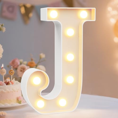 Pooqla LED Marquee Letter Lights Sign, Light Up Alphabet Letter for Home Party Wedding Decoration J - Image 1