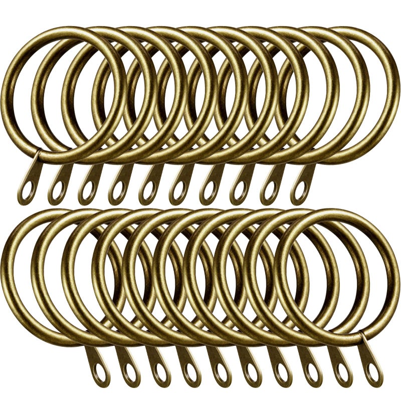 Shappy Shappy 20 Packs Metal Drapery Curtain Rings Hanging Rings for Curtains and Rods Drape Sliding Eyelet Rings 30 mm Internal DiameterAntique Brass 