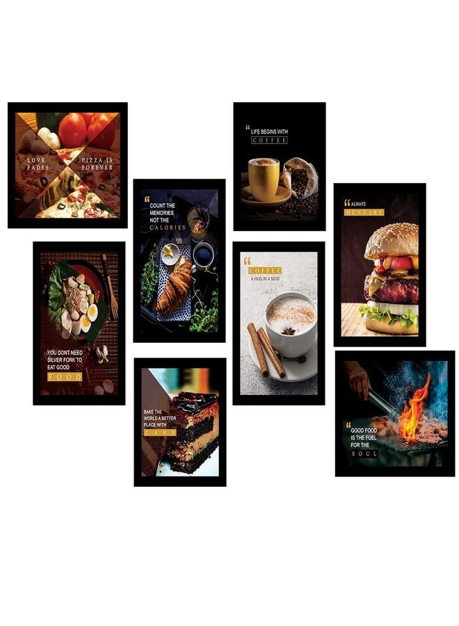 VASL™ Studio Restaurant Theme Painting - Food Quotes Wall Posters with Frame for Cafe Hotel Food Court Wall Decor/Kitchen Quotes Wall Art Frames (11 x 14 inch) Set of 8,Multicolor (Restro-4) - Image 1
