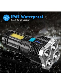 QUOTRE QUOTRE LED Strong Light Torch Multifunctional Outdoor Portable Household LED Strong Light 4Core Torch Adjustable Waterproof Visible Performance for Fishing Camping Picnic Black DQJBB158WE  - Image 3