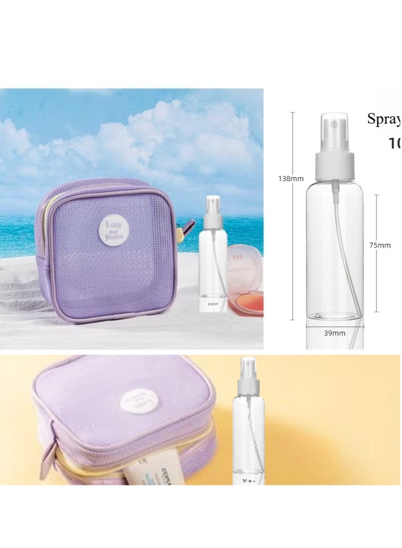 Portable Makeup Bag with Free Spray Bottle Compact Travel Organizer Pouch - Image 1