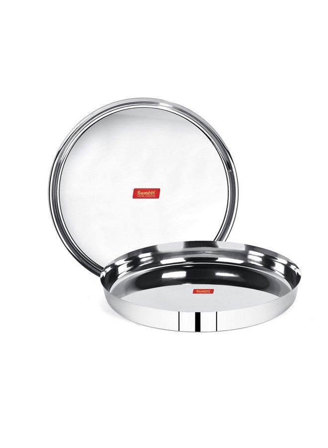 Sumeet 22 Gauge Stainless Steel Traditional Dinner Plate/Thali 25.8Cm (1.5Ltr) - set of 2pc - Image 1