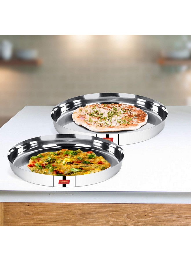 Sumeet 22 Gauge Stainless Steel Traditional Dinner Plate/Thali 25.8Cm (1.5Ltr) - set of 2pc - Image 2
