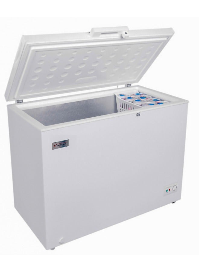 جينيرال جولد فريزر أفقي من General Gold بسعة 290 لتر، باللون الأبيض، مزوّد بإضاءة LED وقفل بمفتاح، حل تخزين فائق السعة وموفّر للطاقة - Image 1