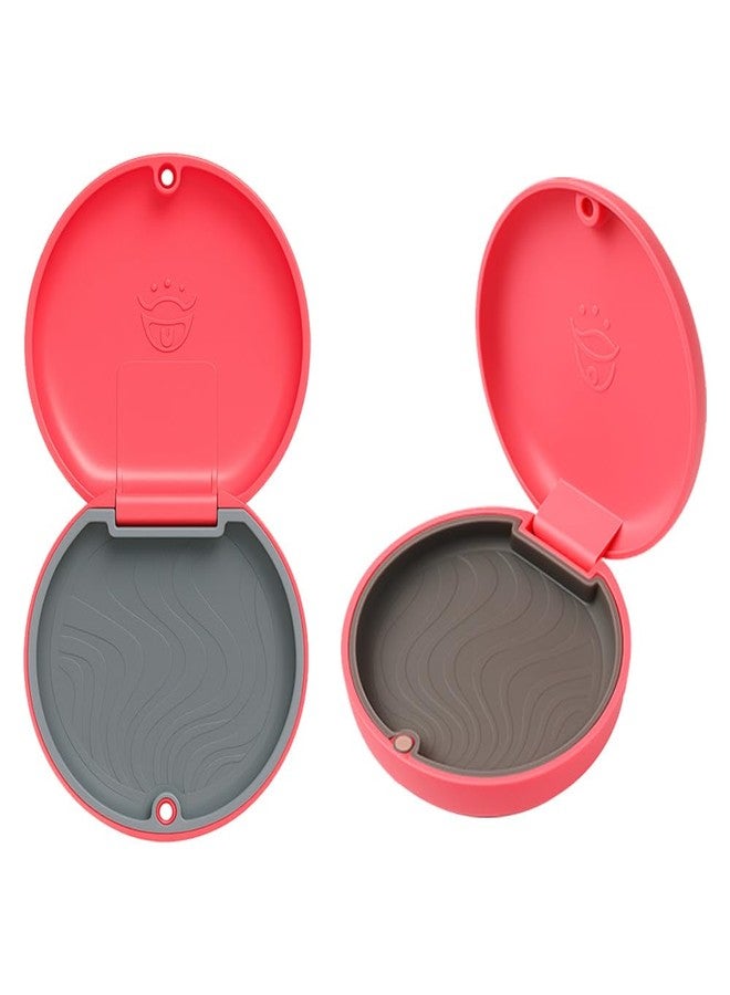 Dentosmile Slim Aligner Case/Aligner and Retainer Case/Dental Orthodontic Retainer Box - Hot Pink Color with Silicone Layer and Cotton Bag carry Case - Image 1