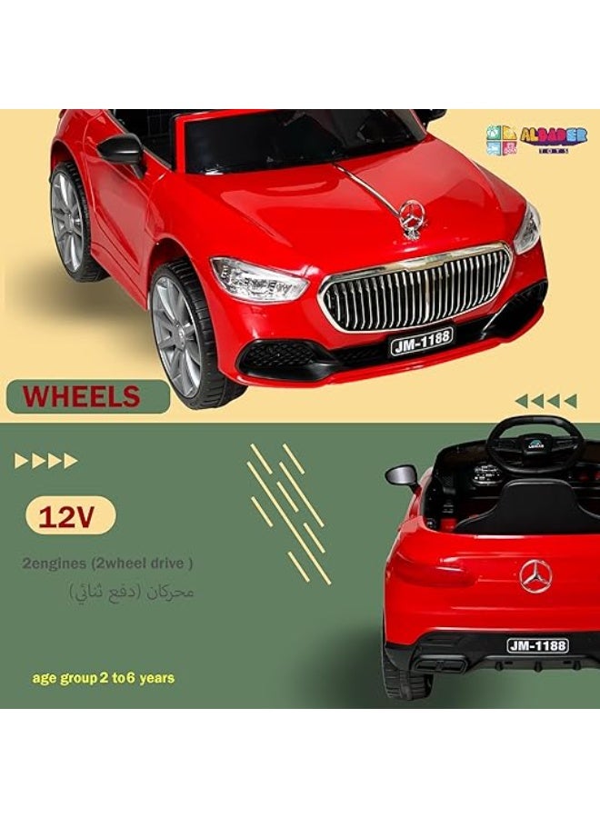 AL BADER Electric Ride On Car Mercedes S Class With 2 Motors, 12V Battery With Remote Control, Kids Can Sit On Children's Electric Car With 2 Openable Doors, Mercedes Car for Ages 2-7  - Image 4