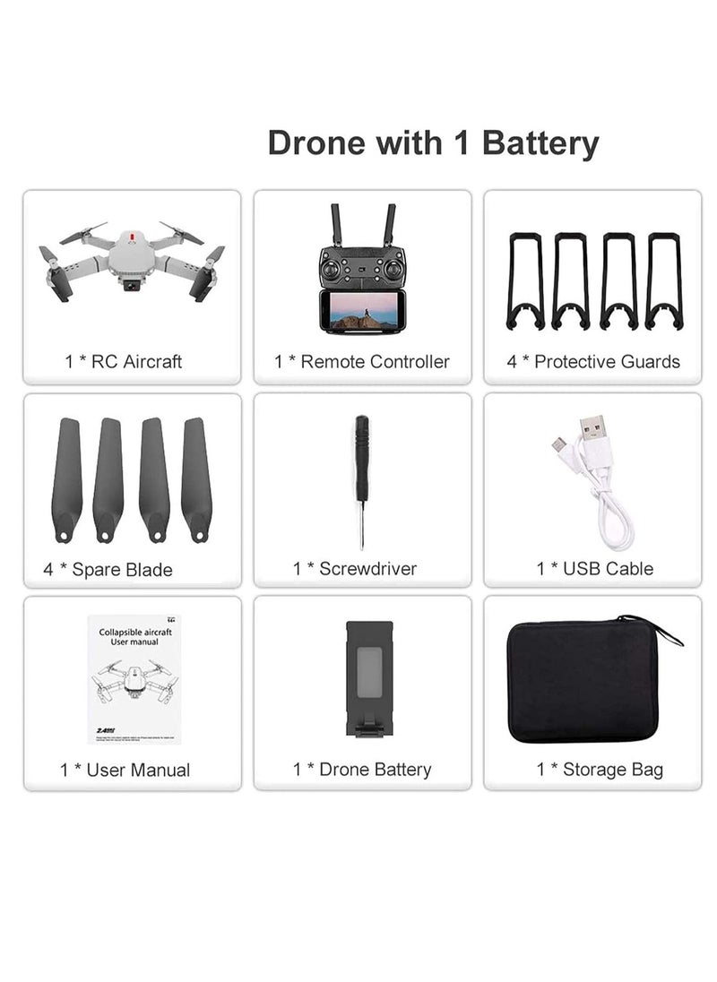 JAJEEK FPV Drone with 4K HD Camera, WiFi Live Video, Foldable Quadcopter, Headless Mode, Altitude Hold, Track Flight, 3D Flip, 1 Battery (Gray) - Image 4