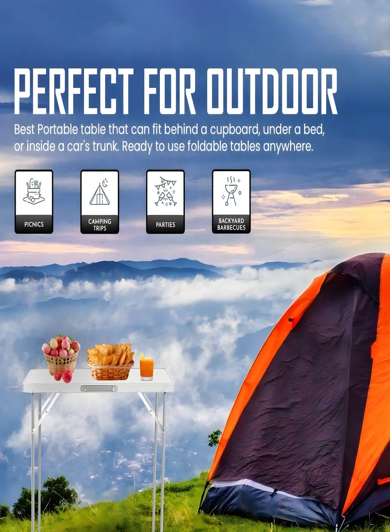 توشونكس طاولة تخييم من الألومنيوم لحفلات التنزه سيرًا على الأقدام - مكتب قابل للطي ومحمول للاستخدام الداخلي والخارجي في الحديقة وتناول الطعام - حامل شواء - 80 × 68 × 60 سم - Image 3