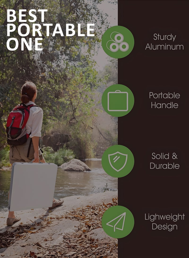 توشونكس طاولة تخييم من الألومنيوم لحفلات التنزه سيرًا على الأقدام - مكتب قابل للطي ومحمول للاستخدام الداخلي والخارجي في الحديقة وتناول الطعام - حامل شواء - 80 × 68 × 60 سم - Image 2