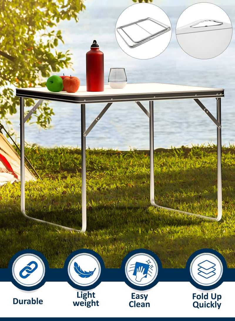 توشونكس طاولة تخييم من الألومنيوم لحفلات التنزه سيرًا على الأقدام - مكتب قابل للطي ومحمول للاستخدام الداخلي والخارجي في الحديقة وتناول الطعام - حامل شواء - 80 × 68 × 60 سم - Image 1