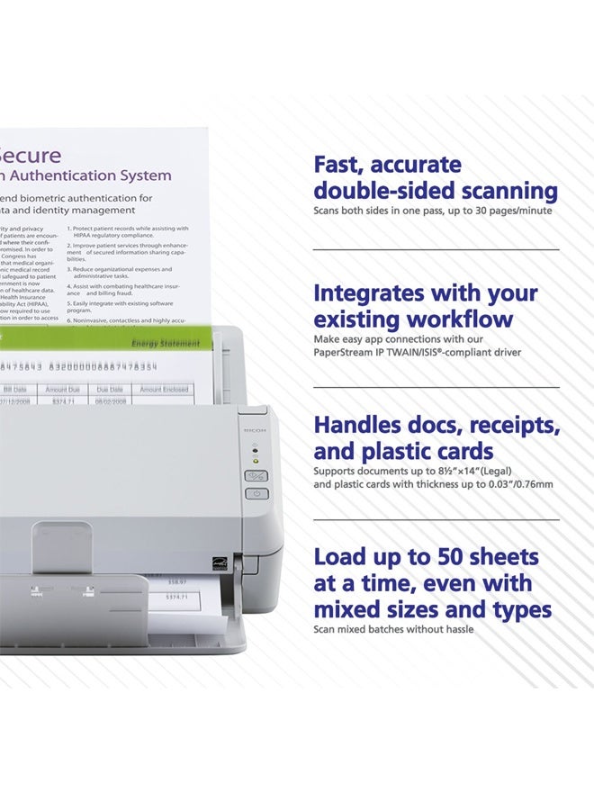 RICOH SP-1130N Image Scanner A4 Colour Sheet Fed Scanner, 600 dpi, 4,000 sheets Daily Volume, ADF, Duplex, White | PA03811-B021 - Image 4